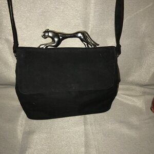 Rare Vtg Panther Handle Handbag Purse w Crossbody strap